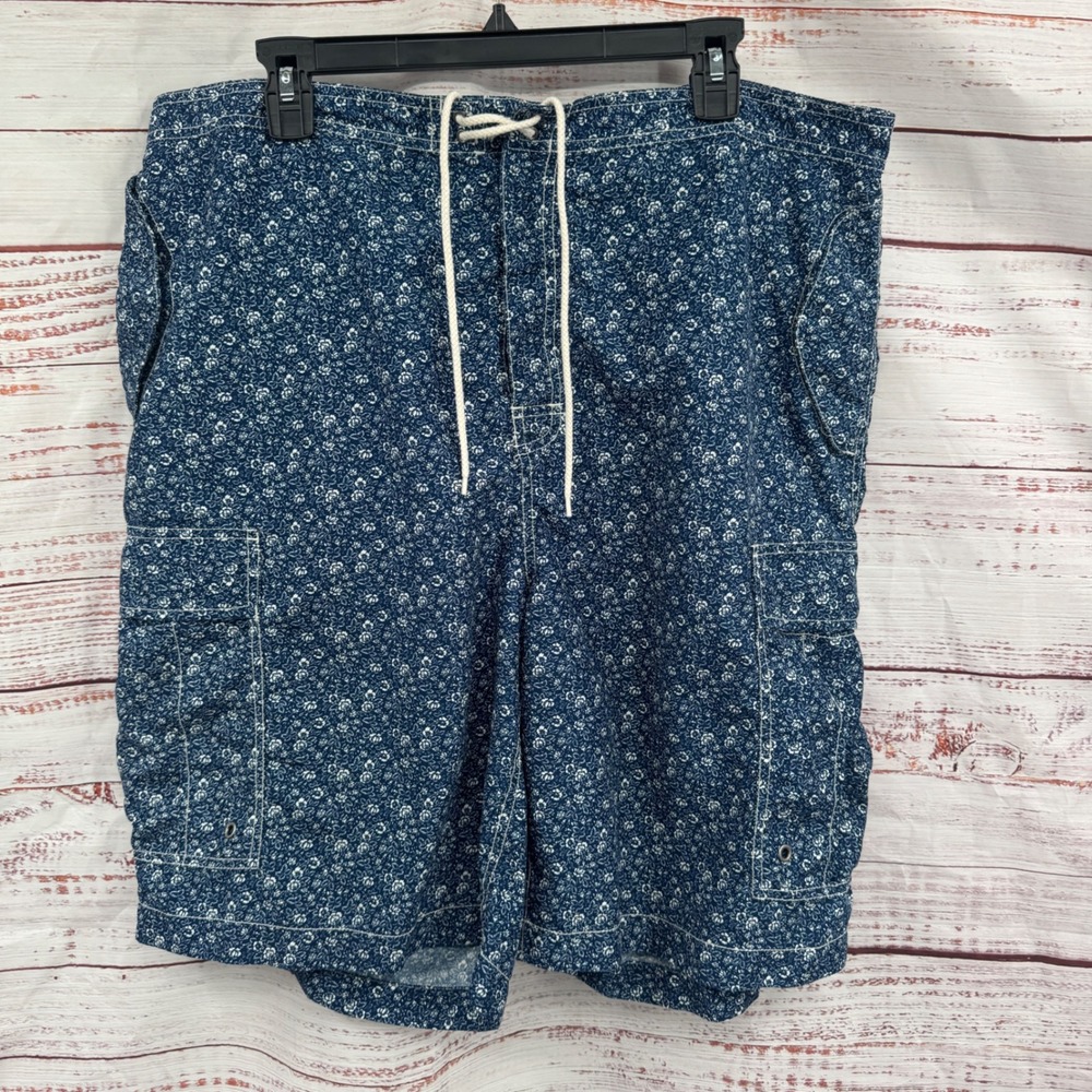Polo Ralph Lauren Swim Trunks Shorts Size 40 Floral Blue White‎ Swimwear